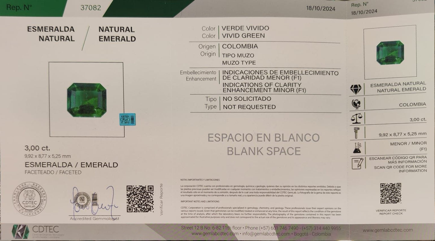 3.00ct Vivid Green Colombian Emerald