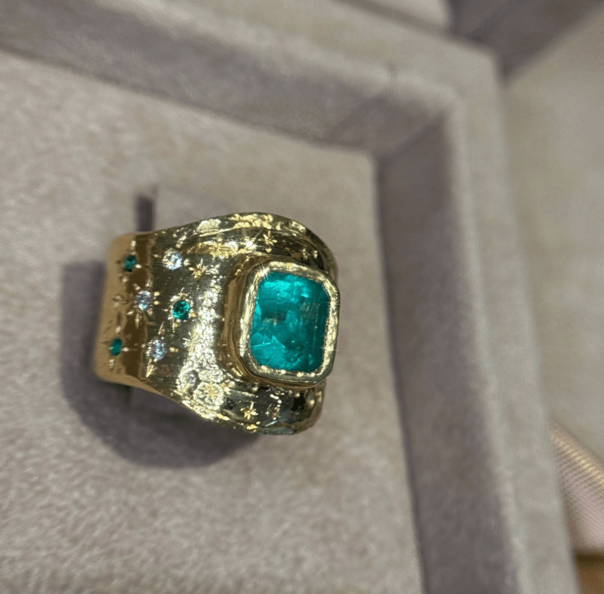 Handcrafted Leto Lama Emerald Cigar Ring