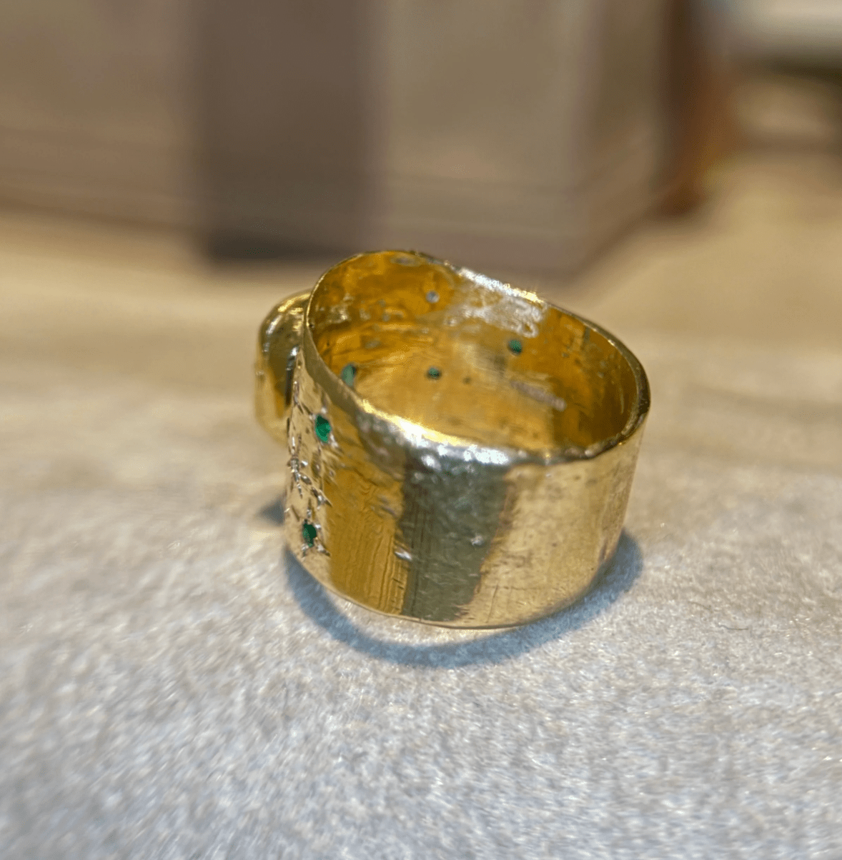 Handcrafted Leto Lama Emerald Cigar Ring