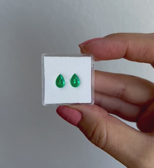 Colombian Pear Cut Emerald Pair – 0.64